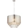 GLOBO 15188H3 AMY Függeszték , 60W , E27 , nikkel matt , textil , akril kristályok , ezüst