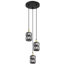 GLOBO WOLLI FÜGGESZTÉK 3XE14 40W, FÉM/FEKETE-RÉZ/FÜST SZÍNŰ ÜVEG, 25X120CM, IP20 világítás