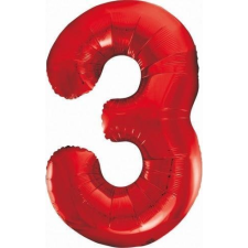 Godan 3-as Szám Fólia Lufi - 85 cm, Piros (BC-HCW3) party kellék