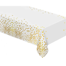Godan Asztalterítő fólia fehér színű arany konfetti mintákkal 137x 183 cm party kellék