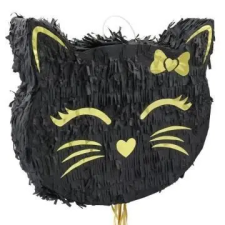 Godan Fekete cicafej alakú pinata - 35 cm party kellék