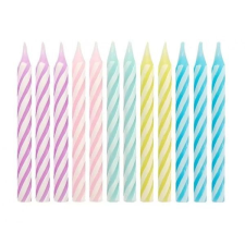 Godan Pasztell színű születésnapi gyertya készlet csavart mintával, 6 cm - 24 db-os party kellék
