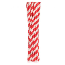 Godan Red Stripes, Piros rugalmas papír szívószál 12 db-os party kellék