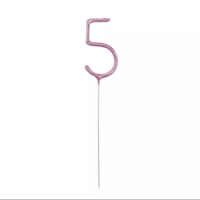 Godan Számos tortacsillagszóró - pink, 5-ös party kellék