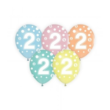 Godan Színes, pöttyös számos lufi 5 darabos szett - 2 party kellék