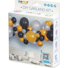 Godan Színes Silver-Gold-Black léggömb, lufi girland szett 65 darabos (8021886031379) party kellék