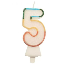 Godan Színes számgyertya csillámmal, 8,5 cm - 5 party kellék