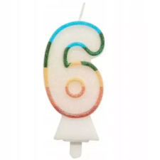 Godan Színes számgyertya csillámmal, 8,5 cm - 6 party kellék