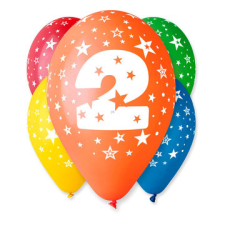 Godan Színes számos lufi 5 darabos - 2 party kellék