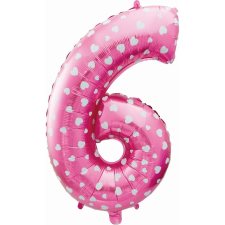 Godan Szív Mintás 6-os Szám Fólia Lufi - 61 cm, Rózsaszín (HS-C26R6) party kellék