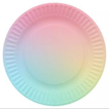 Godan Szivárvány mintás papírtányér, 18 cm - 6 db-os party kellék