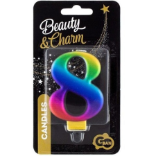 Godan Szivárvány színű születésnapi gyertya, 8 cm - 8 party kellék