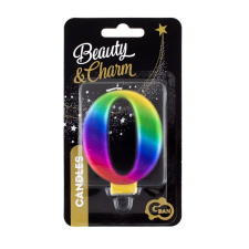 Godan Szivárvány színű születésnapi gyertya, 8 cm - nulla party kellék