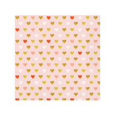 Godan XOXO Rózsaszín szalvéta szívekkel 33 x 33 cm (20db) party kellék