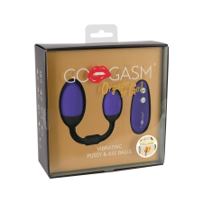  GoGasm Pussy & Ass - akkus, rádiós vibrációs tojás duó (lila-fekete) vibrátorok