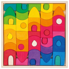 Goki Fa építőjáték, falu 36 db-os készlet barkácsolás, építés