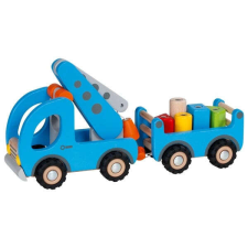 Goki Fa játék daru pótkocsival autópálya és játékautó