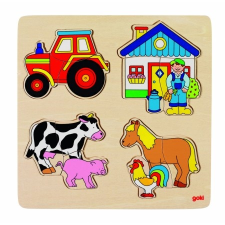 Goki Fa kirakó kiemelkedő figurákkal, tanyán puzzle, kirakós