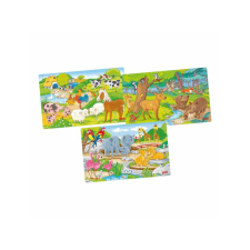 Goki fa puzzle: állatok, 3 darabos készlet puzzle, kirakós