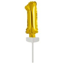 Gold, Arany 1-es szám fólia lufi tortára 13 cm party kellék