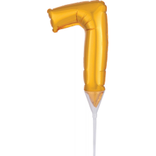 Gold, Arany 7-es szám fólia lufi tortára 15 cm party kellék