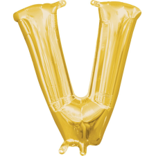  Gold, Arany mini V betű fólia lufi 33 cm party kellék