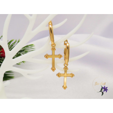  Golda Gold Filled kereszt medálos fülbevaló kő nélkül-18K fülbevaló