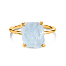  Golden Simple Stone Aquamarine ezüst gyűrű 8 gyűrű