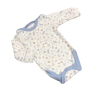 Gólyahír 2 Méretes Hosszú Ujjú Body - Fehér/Kék/Bézs apró Mintás- 56