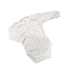 Gólyahír 2 Méretes Hosszú Ujjú Body - Fehér/Rózsaszín Apró Szíves - 56 kombidressz, body