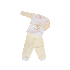 Gólyahír Pamut 2 részes pizsama - Bézs Cicás 74-es gyerek hálóing, pizsama