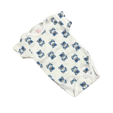 Gólyahír Rövid Ujjú Pamut Body - Fehér/Kék Macis - 80 kombidressz, body