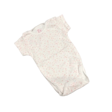 Gólyahír Rövid Ujjú Pamut Body - Fehér/Rózsaszín Apró Szíves - 92 kombidressz, body