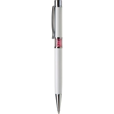  Golyóstoll, Crystals from SWAROVSKI®, fehér, középen rózsaszín kristályokkal töltve 14cm (TSWGK202) toll