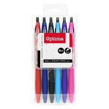 Golyóstoll készlet OPTIMA nyomógombos 521 vegyes színek 6 darabos toll
