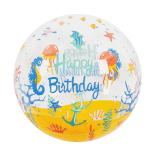  Gömb alakú buborék lufi – 50 cm - Happy Birthday - Tenger party kellék