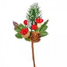  Gombás bogyós pick 13cm dekorációs kellék