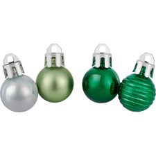  Gömbdísz 2 cm átmérő műanyag zöld ezüst 30 db karácsonyfadísz