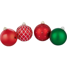  Gömbdísz 8 cm átmérő műanyag piros zöld 6 db karácsonyfadísz