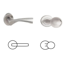 Gomboss/Perfekto Gréta (Galaxy) Rozettás Rozsdamentes Inox WC Asszimetrikus Gomb/Kilincs zár és alkatrészei