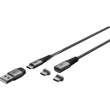 Goobay 2in1 mágneses USB szövetkábel, 1m, 60W mobiltelefon kellék