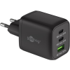 Goobay 64753 2x USB-C / USB-A Hálózati töltő - Fekete (65W)