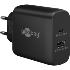 Goobay 65409 1x USB Type-C / 1x USB Type-A Hálózati töltő - Fekete (65W) mobiltelefon kellék