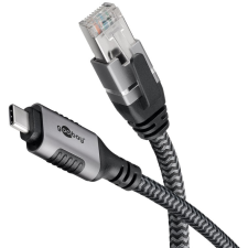 Goobay 70754 USB Type-C apa - RJ45 apa Adatkábel - Fekete/Szürke (10m) kábel és adapter