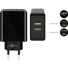Goobay Dual USB Wall Quick Charge Black mobiltelefon kellék
