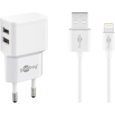 Goobay Hálózati töltő 2xUSB töltő (5V / 2,4A) + Lightning kábel (1 méter) - Fehér mobiltelefon kellék