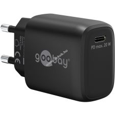 Goobay Hálózati USB-C gyorstöltő, 20W, fekete, Power Delivery, PD mobiltelefon kellék