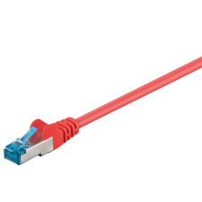 Goobay S/FTP CAT6a Patch kábel 1m - Piros kábel és adapter