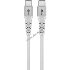 Goobay USB-C kábel, szövetborítás, fém csatlakozóval 1m, 60W, fehér mobiltelefon kellék
