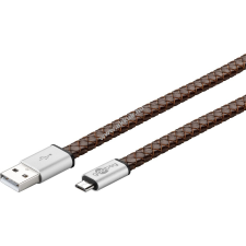 Goobay USB kábel 2.0 micro USB csatlakozóval 20cm barna (eredeti bőr borítású) - A készlet erejéig! kábel és adapter